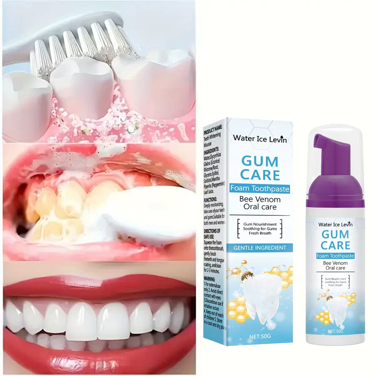 Water Ice Levin Gum Care Foam  - огляд і ціна Teeth Whitening Xylitol Gum