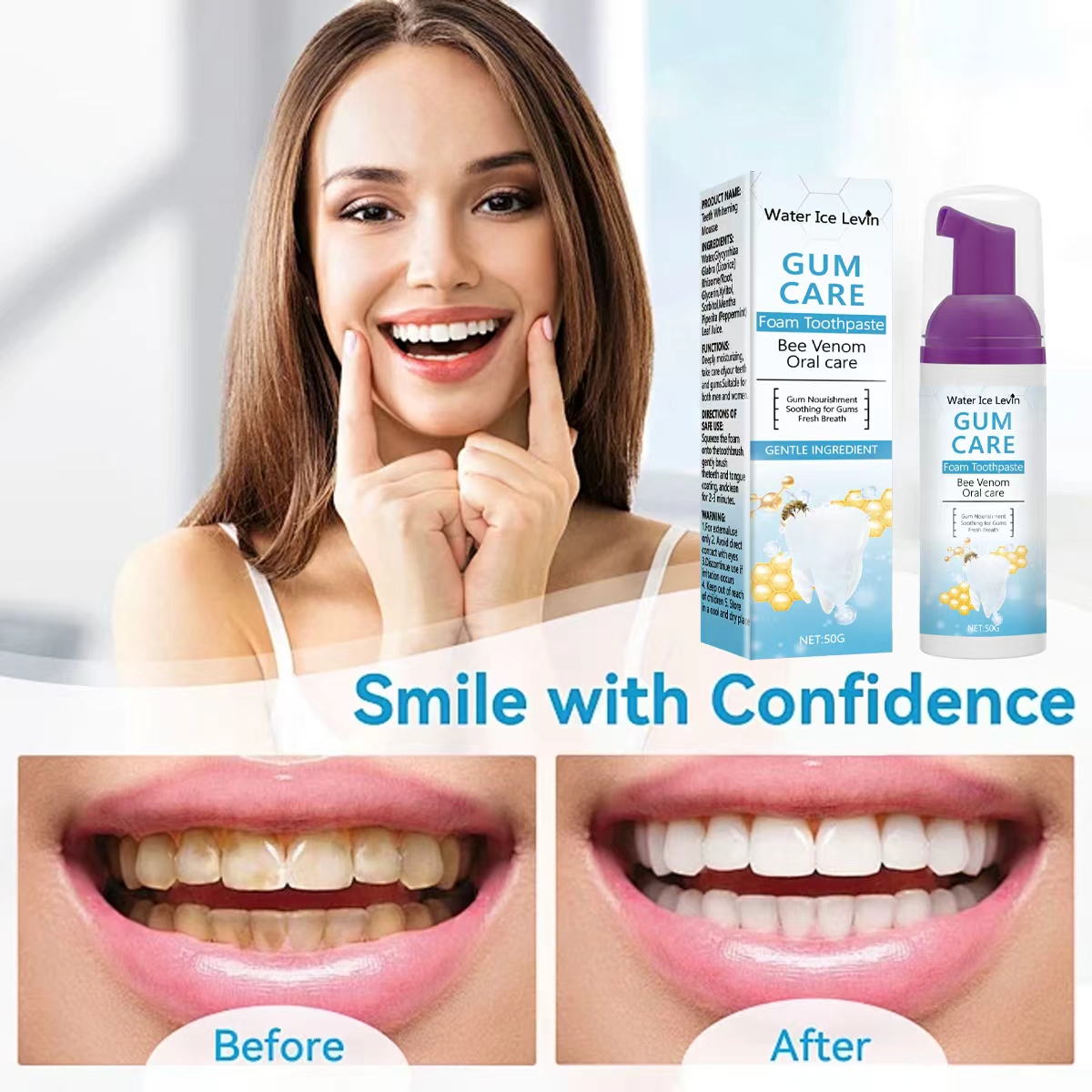 Water Ice Levin Gum Care Foam  - огляд і ціна Teeth Whitening Xylitol Gum