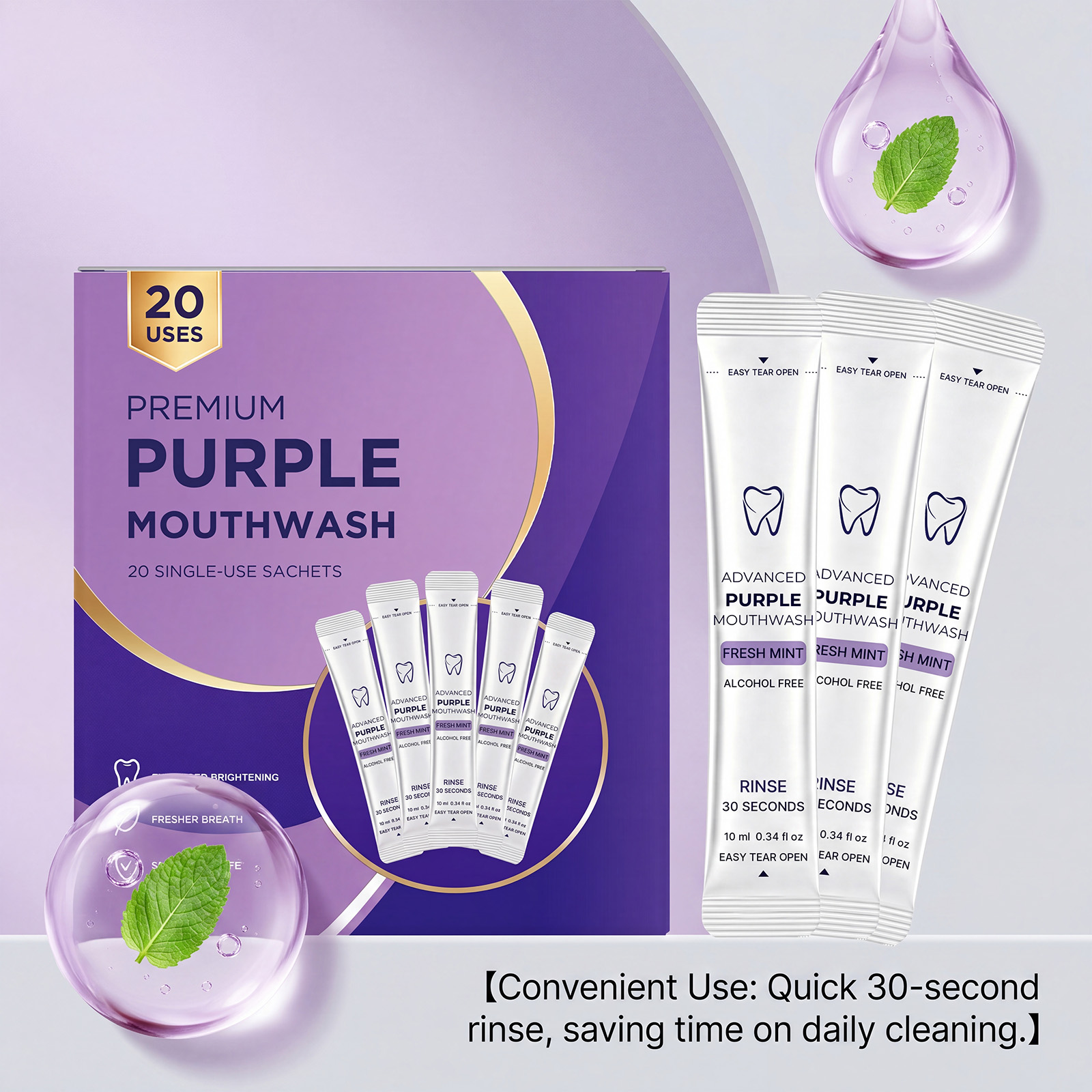 20/40 Pack Purple Mouthwash Fo - огляд і ціна Teeth Whitening Naturally
