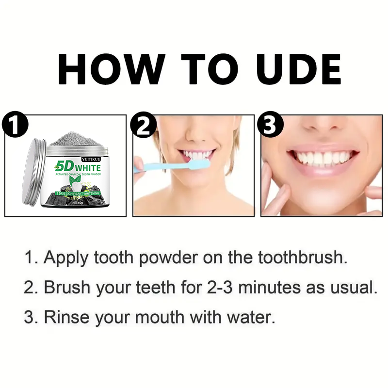 YUlTlKUE 5D White Activated ch - огляд і ціна Teeth Whitening Naturally